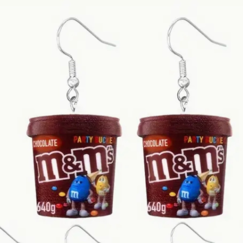 ❤️FREE Candy Peanut Chocolate Snack Food M&Ms Hipster Drop Artsy Art Earrings